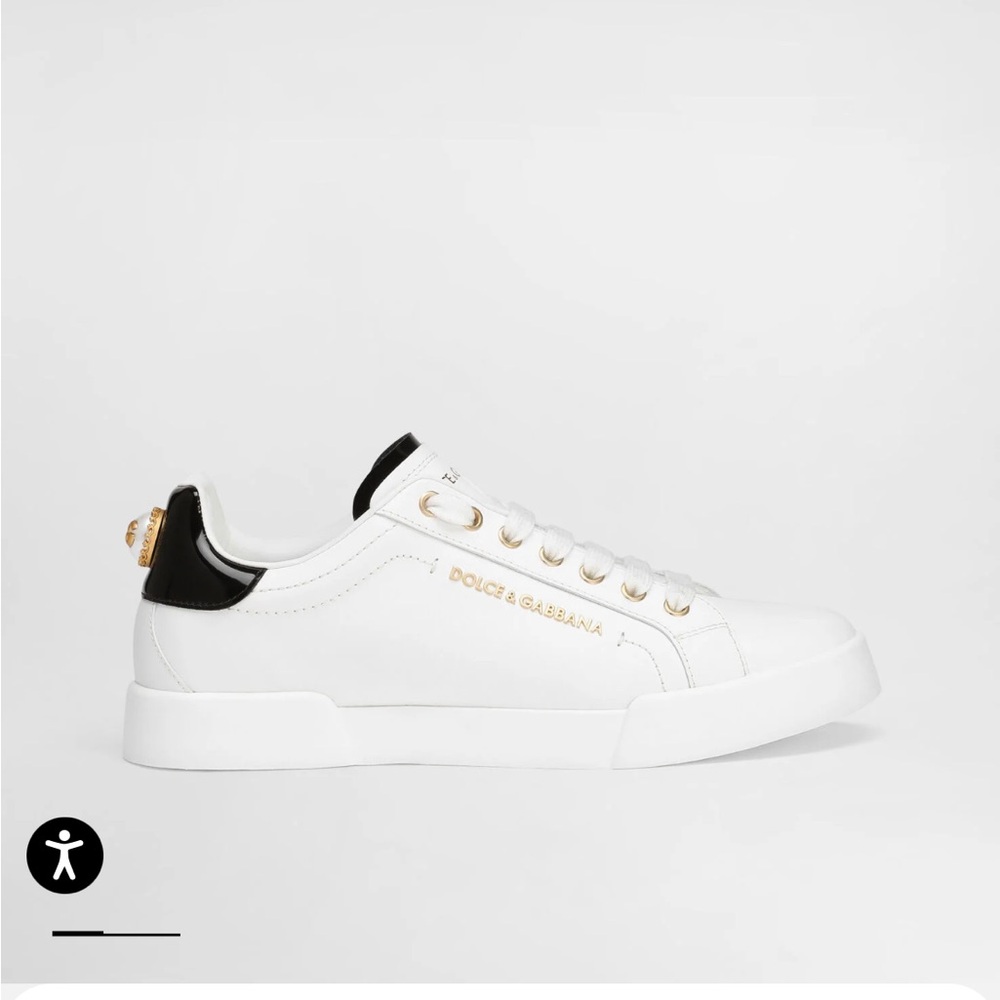 Dolce&Gabbana Calfskin nappa Portofino sneakers with lettering